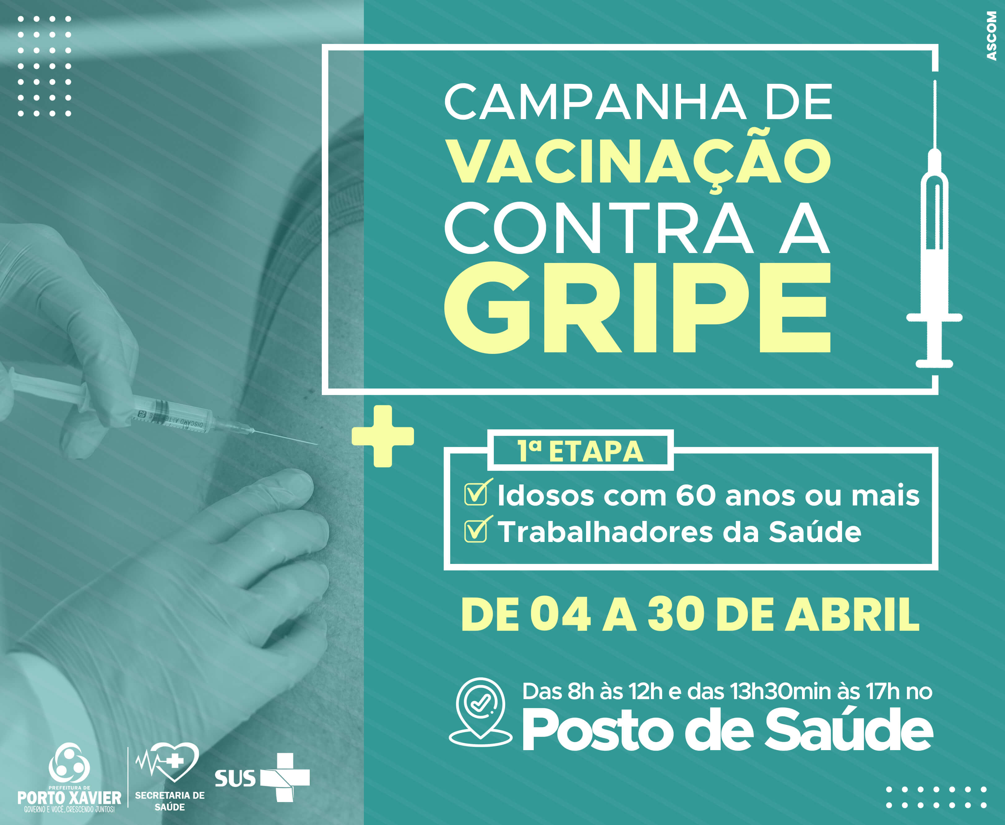 SECRETARIA DE SAÚDE INICIA CAMPANHA NACIONAL DE VACINAÇÃO CONTRA GRIPE NA PRÓXIMA SEGUNDA (04/04)
